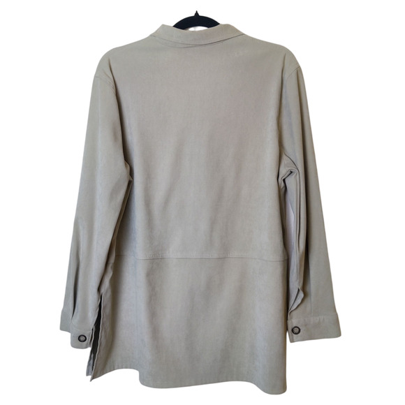 Vintage R&K Originals Faux Suede 90s Shirt Jacket Beige 12 Aztec Tribal Print - Picture 2 of 10